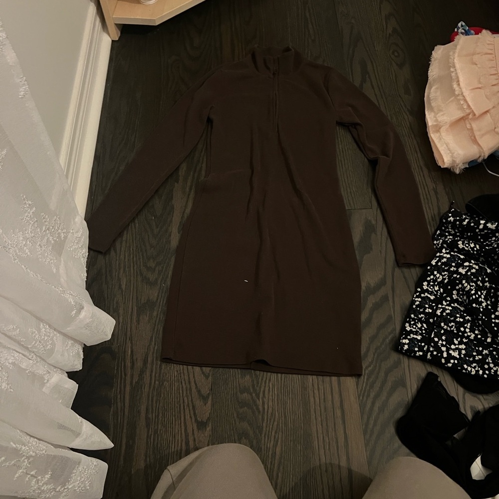 Aritzia Brown Long Sleeve Knit Dress